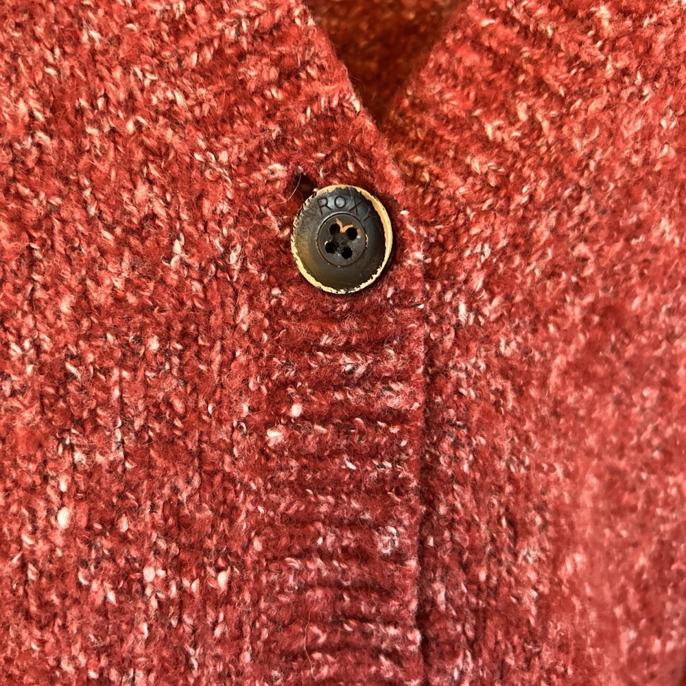 Roxy Heathered Red Long Sleeve Button Front Cardigan Womens Sweater Size Small - Picture 4 of 8
